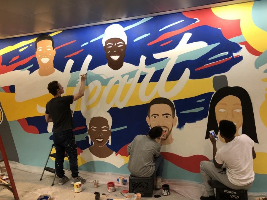 All three artists have been creating the mural since late April. 
