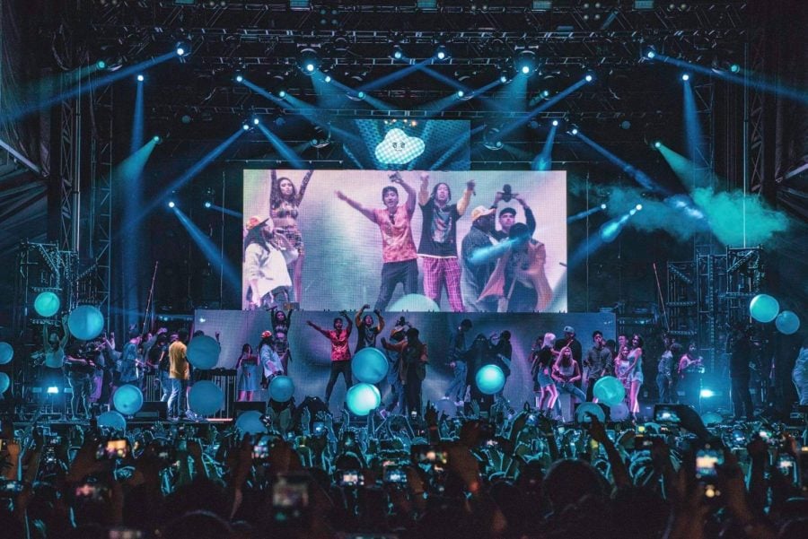 Some of the artists of 88Rising on stage together during a performance. 88Rising has kicked off a new nationwide tour with a stop in Chicago this month.