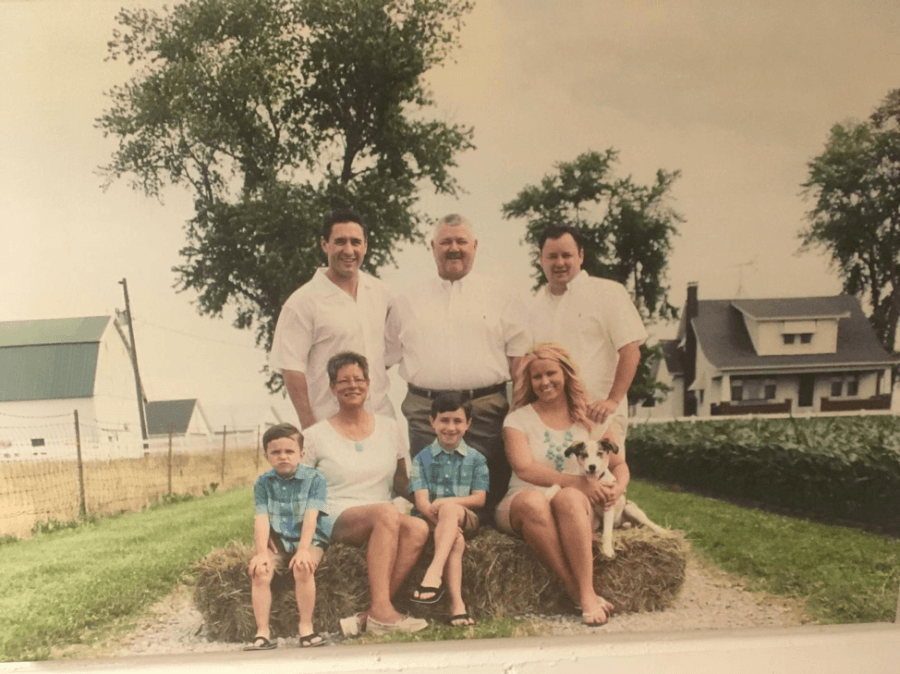 The Gall family. “I am the guy in the center, back row. My son Russell to the left of me and my son-in-law Paul to the right . Front row left to right: grandson Colten, then my wife Cindy, then grandson Barrett, our daughter Audra, dog Rayland.”