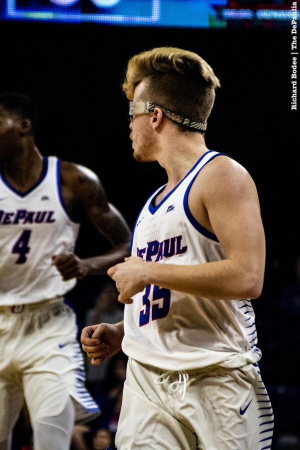 DePaul sophomore guard Pantelis Xidias appeared in his third game for the Blue Demons, but first since Nov. 12 against Morgan State. Richard Bodee | The DePaulia