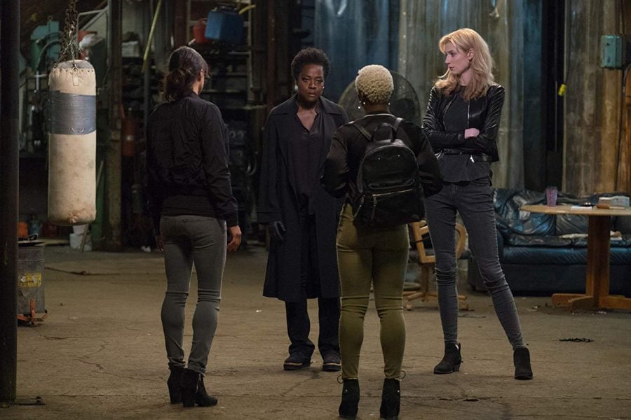 Left to right: Elizabeth Debicki, Viola Davis, Michelle Rodriguez and Cynthia Erivo in "Widows," directed by Steve McQueen. 