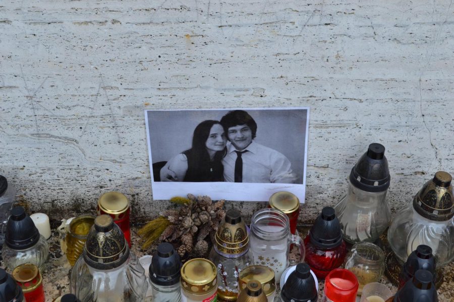 A memorial to journalist Ján Kuciak and his  ancée Martina Kušnírová in the southern Slovak town of Rimavská Sobota, taken March 12, 2018. The pair were murdered in February, in their home in southwestern Slovakia. Three suspects have been charged with murder.