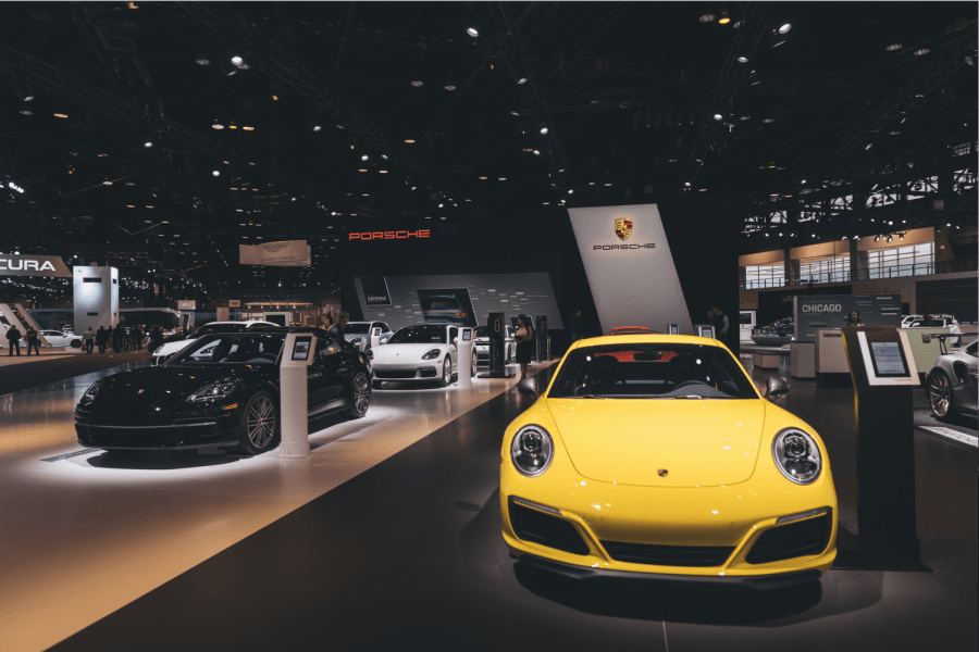 The Porshe display at the Chicago Auto Show at McCormick Place last year. 