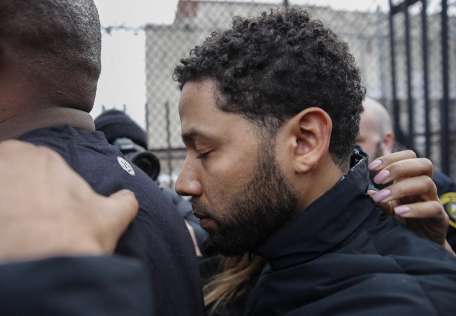 Jussie Smollett leaving Cook County jail on Thurs. Feb. 21 following his release from custody after being charged with disorderly conduct and filing a false police report.