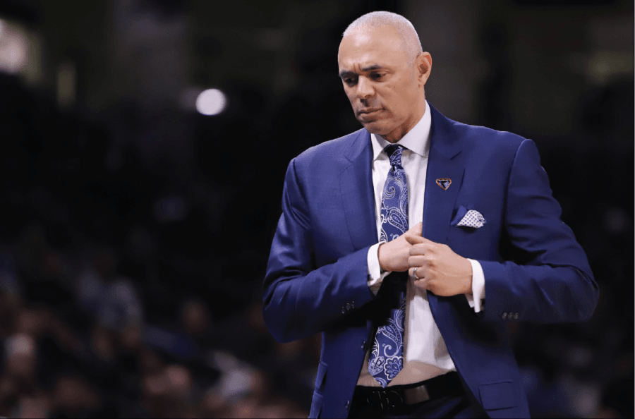 Dave Leitao walks off the court at Wintrust Arena. DePaul lost game one of the CBI finals 63-61 to South Florida at the Yuengling Center on Monday night. 