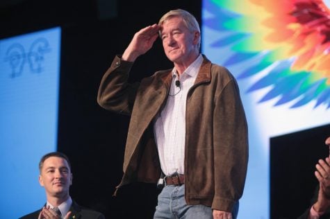 Former Governor of Massachusetts William Weld speaks at the 2016 FreedomFest event in Las Vegas, Nevada. He's running against Donald Trump in the 2020 Republican presidential primaries