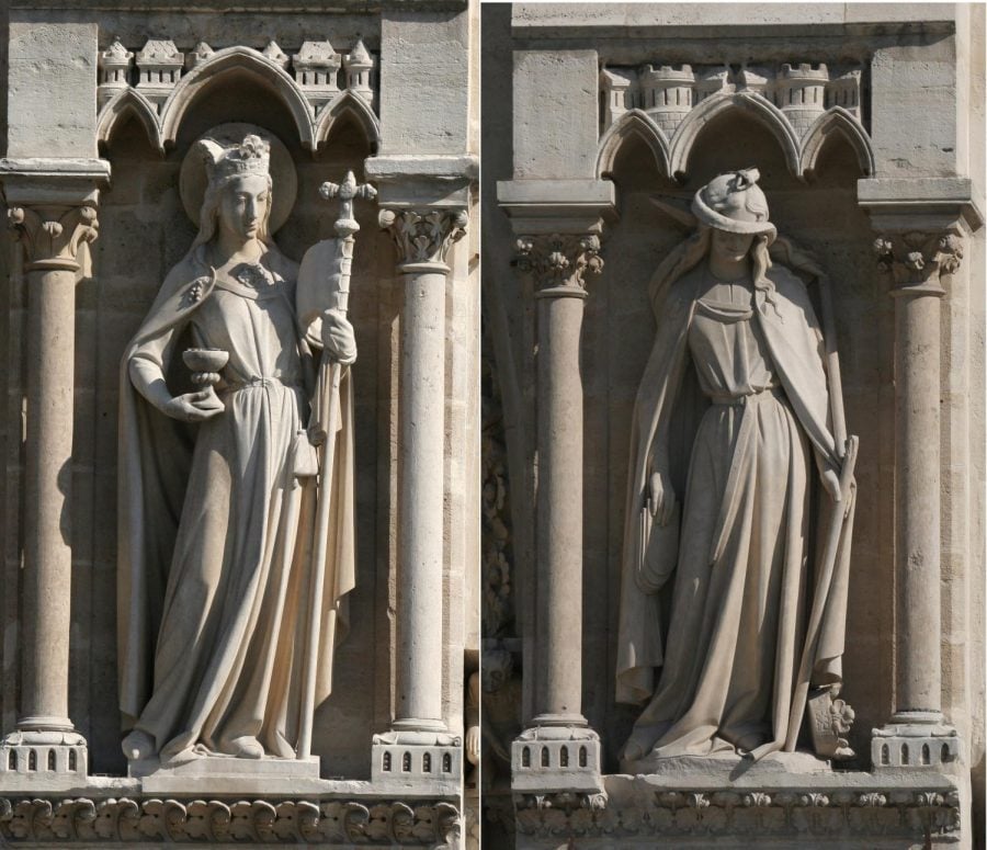 Notre-Dame de Paris. 3rd statue (from left to right) on the West Entrance: the Synagogue.
