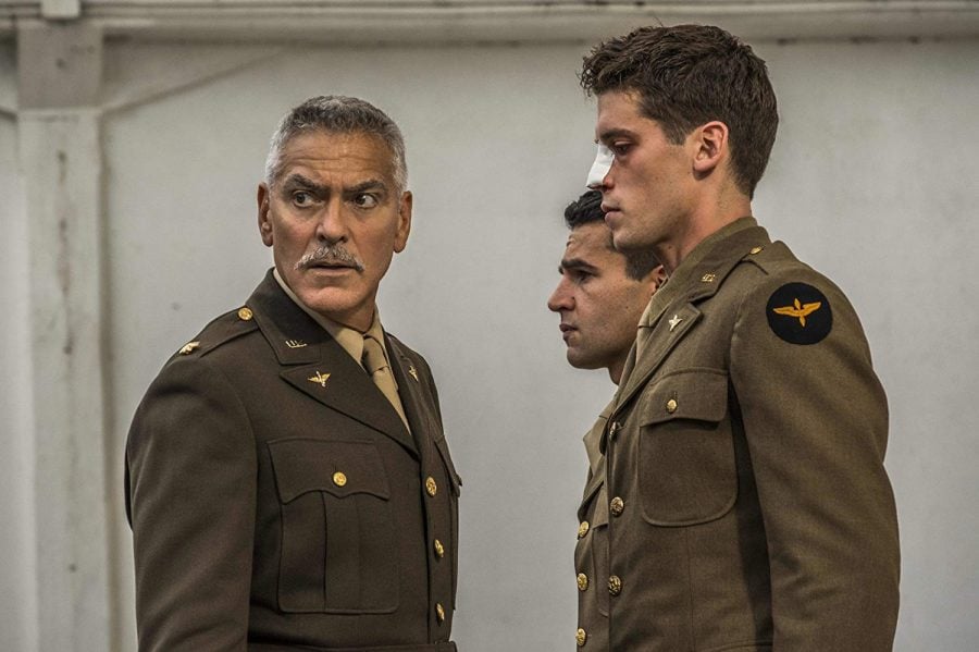 George Clooney produces and stars in Hulus historical comedy miniseries Catch 22, based on the novel of the same name.
