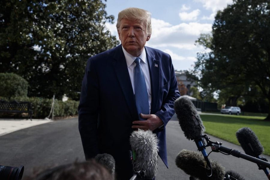 President+Donald+Trump+talks+to+reporters+on+the+South+Lawn+of+the+White+House%2C+Friday%2C+Oct.+4%2C+2019%2C+in+Washington.