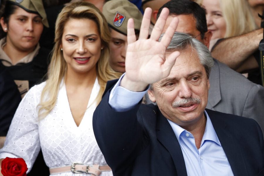 Alberto Fernandez, presidential candidates for the Frente para Todos coalition, waves after voting in Buenos Aires, Argentina, Sunday, Oct. 27, 2019. Argentina could take a political turn in Sundays presidential elections, with center-left Peronist candidate Fernandez favored to oust conservative incumbent Mauricio Macri amid growing frustration over the countrys economic crisis. (AP Photo/Natacha Pisarenko)