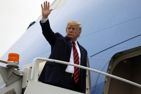 President Donald Trump departs O'Hare International Airport after speaking at the International Association of Chiefs of Police Annual Conference and Exposition, Monday, Oct. 28, 2019, in Chicago.