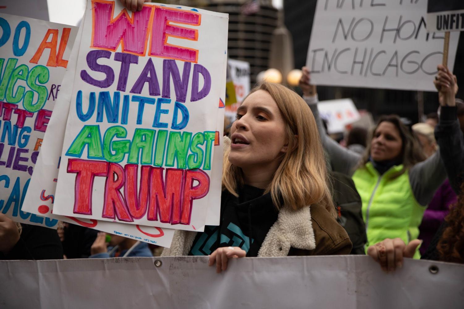 Thousands+protest+during+Trumps+visit+to+Chicago