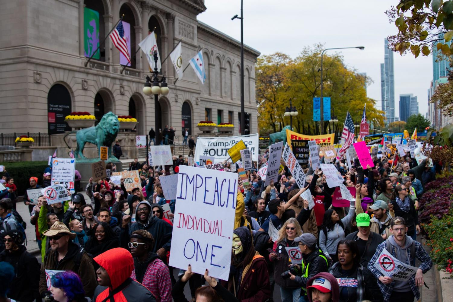 Thousands+protest+during+Trumps+visit+to+Chicago