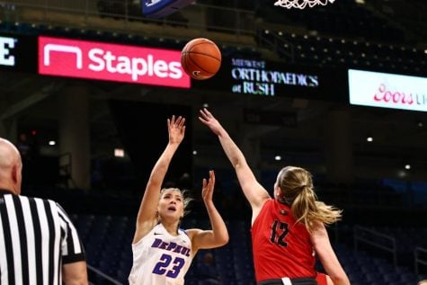 DePaul junior guard Dee Bekelja goes up for a layup in the second half against St. Xavier.