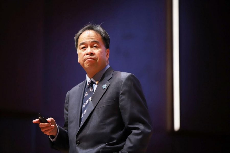 DePaul University President A. Gabriel Esteban delivers his 2019 State of the University speech. 