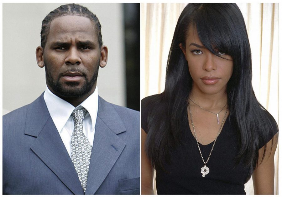 This combination photo shows singer R. Kelly after the first day of jury selection in his child pornography trial at the Cook County Criminal Courthouse in Chicago on May 9, 2008, left, the late R&B singer and actress Aaliyah during a photo shoot in New York on May 9, 2001. Federal prosecutors are accusing singer R. Kelly of scheming with others to pay for a fake ID for an unnamed female a day before he married R&B singer Aaliyah, then 15 years old, in a secret ceremony in 1994 according to a revised indictment filed Thursday, Dec. 5, 2019.