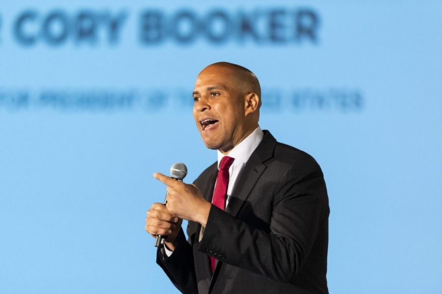 In this June 6, 2019 file photo, Democratic presidential candidate Sen. Cory Booker, of New Jersey, speaks during the African American Leadership Council Summit in Atlanta. Booker has dropped out of the presidential race after failing to qualify for the December primary debate.