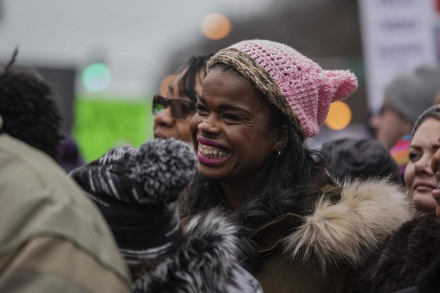 Cook County States Attorney Kim Foxx smiles during the Womens March in downtown Chicago on Saturday, Jan. 18, 2020.