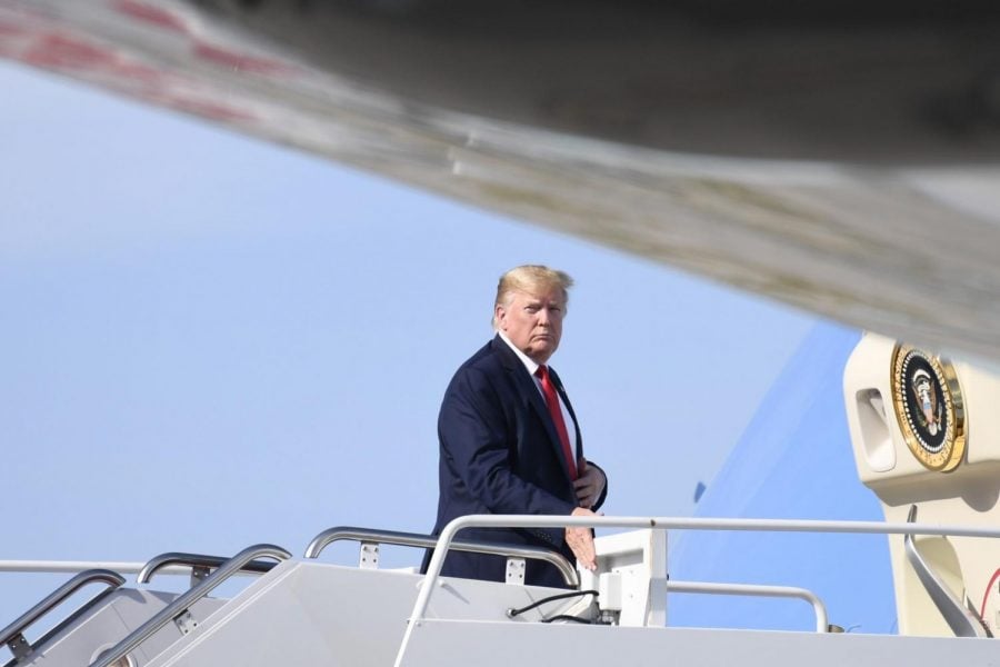 President+Donald+Trump+walks+up+the+steps+of+Air+Force+One+at+Palm+Beach+International+Airport+in+West+Palm+Beach%2C+Fla.%2C+Sunday%2C+Jan.+19%2C+2020.+Trump+is+heading+to+Austin%2C+Texas+to+speak+at+the+American+Farm+Bureau+Federations+convention+before+returning+to+Washington+later+in+the+evening.