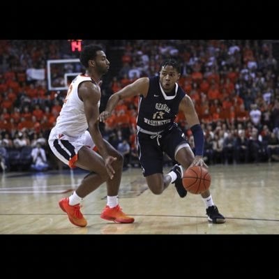 DJ Williams drives to the basket when he played for George Washington. 