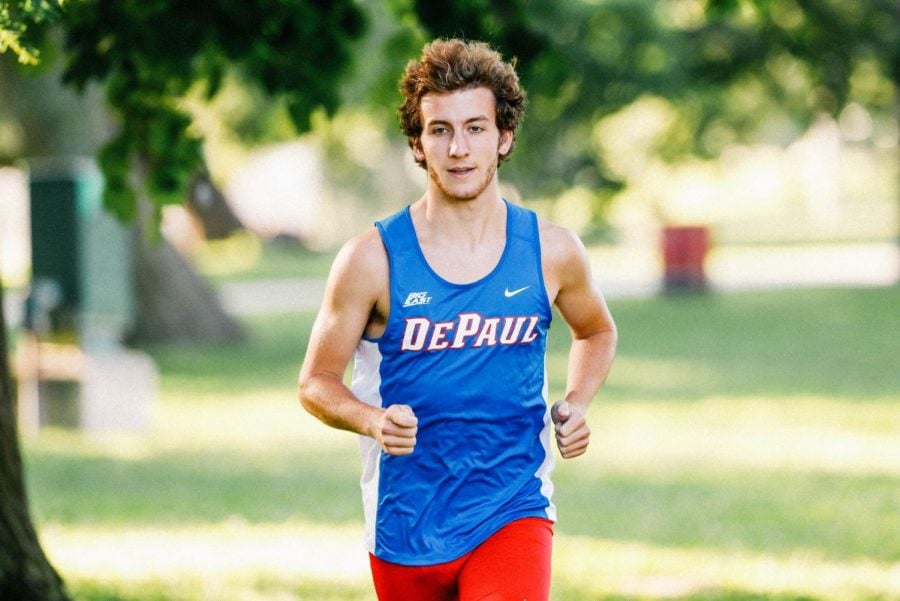 DePaul track and field sophomore Dominic Bruce runs prior to the start of the season.