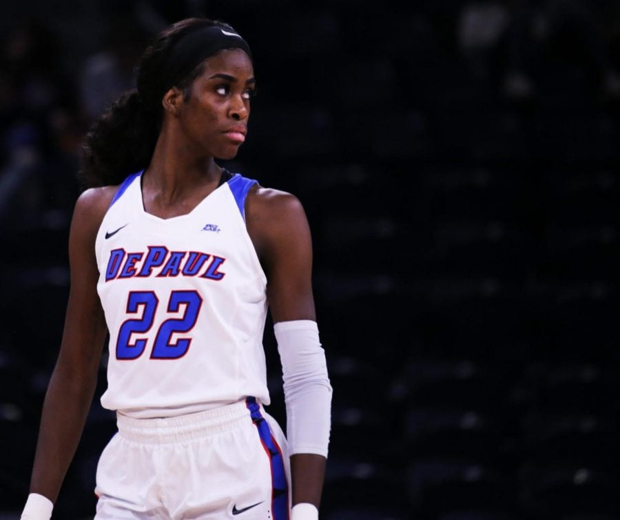 Chante+Stonewall+looks+over+her+shoulder+during+a+game+against+Creighton+on+Jan.+31.+Stonewall+scored+24+of+her+career-high+29+points+in+the+first+half+against+Seton+Hall.+