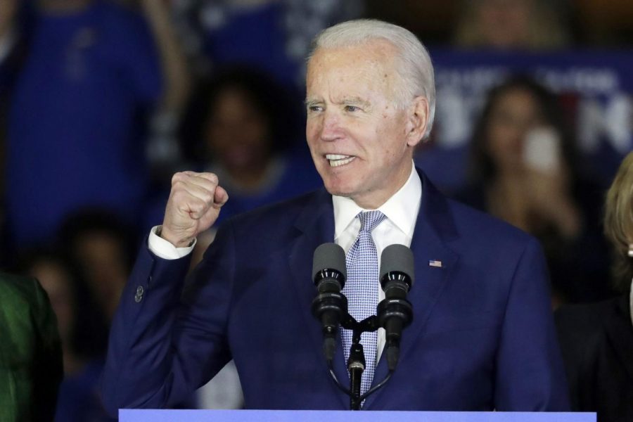 Joe Biden speaks at a primary election campaign rally Tuesday, March 3, 2020.