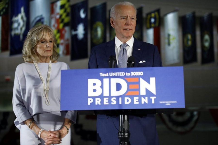 Democratic+presidential+candidate+former+Vice+President+Joe+Biden%2C+accompanied+by+his+wife+Jill%2C+speaks+to+members+of+the+press+at+the+National+Constitution+Center+in+Philadelphia%2C+Tuesday%2C+March+10%2C+2020.