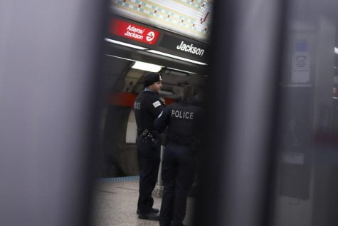 Chicago police at the Jackson Red Line CTA stop.