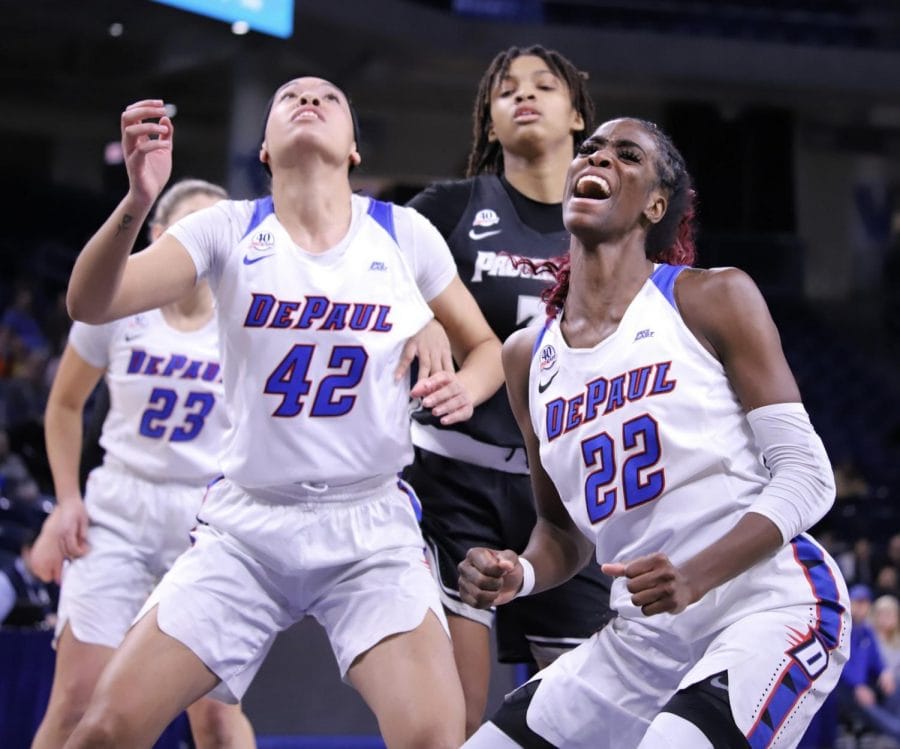 Chante Stonewall celebrates after scoring a basket in the first half against Providence. The senior had 16 points on 8-of-11 shooting. 