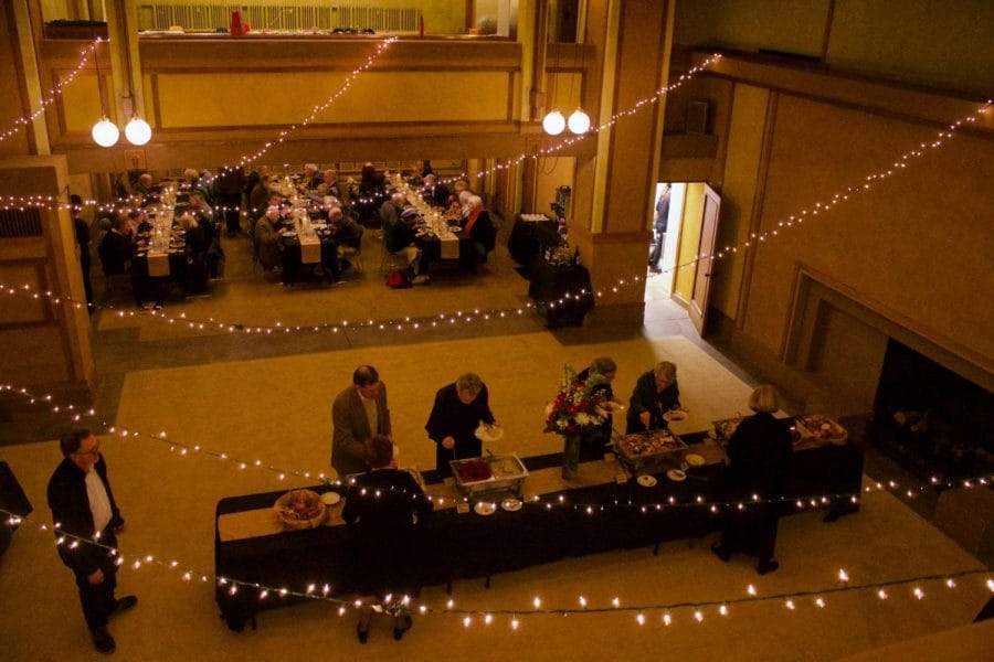 Attendees gathered at the Schubert Festival in Oak Park at the famous Unity Temple. 