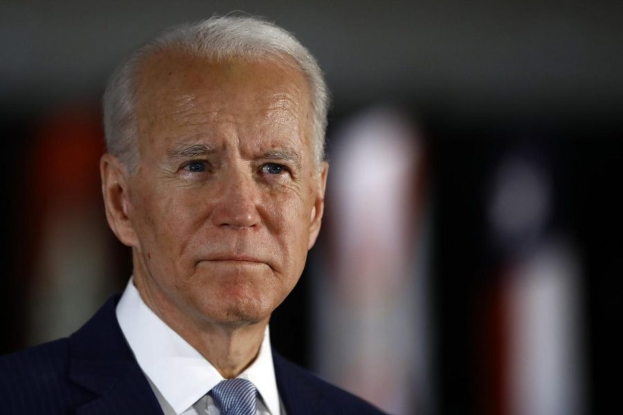 In this March 10, 2020, file photo Democratic presidential candidate former Vice President Joe Biden speaks to members of the press at the National Constitution Center in Philadelphia.
