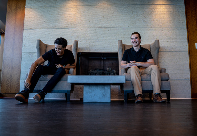 DePaul graduates Landon Campbell, left, and Michael Holmes, are the host of InTheir20s, a podcast designed to help young professionals navigate their careers.