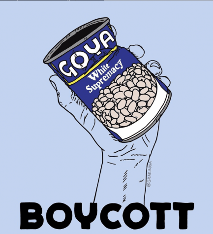 Miles de personas presionan por un boicot nacional de los productos Goya después de que el presidente de Goya, Robert Unanue, se reunió con el presidente Donald Trump en Julio. Artista Grae Rosa demostró su frustración a través de su arte luego de