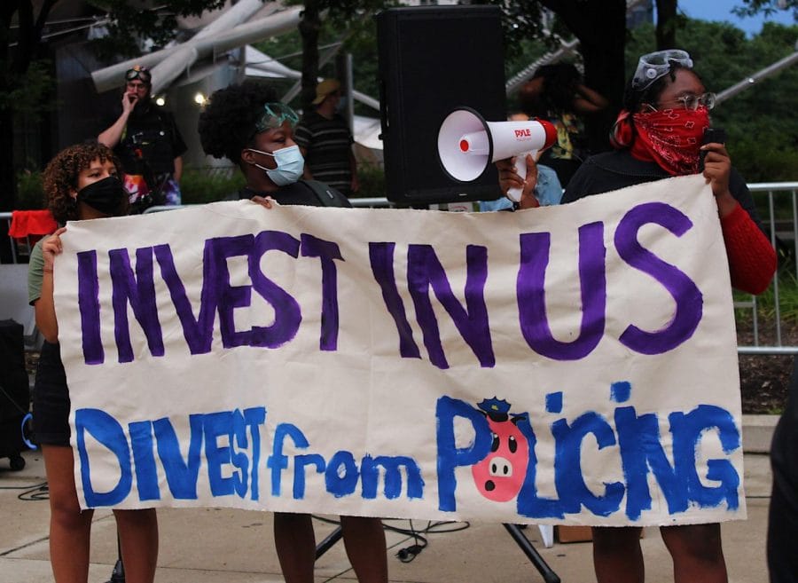 Protesters gather at the Solidarity Street: Abolish CPD Block Party August 1.