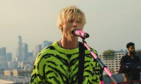 In this video grab issued Sunday, Aug. 30, 2020, by MTV, Machine Gun Kelly performs prior to the start of the MTV Video Music Awards. (MTV via AP)