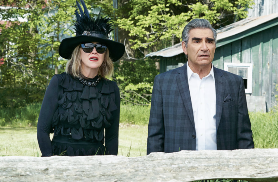 Still of Catherine OHara and Eugene Levy in Schitts Creek.