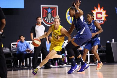 Allie Quigley drives to the basket against the Minnesota Lynx on Sept. 2. Quigley recently became the Sky's all-time leading scorer, passing the 3,000-point mark.