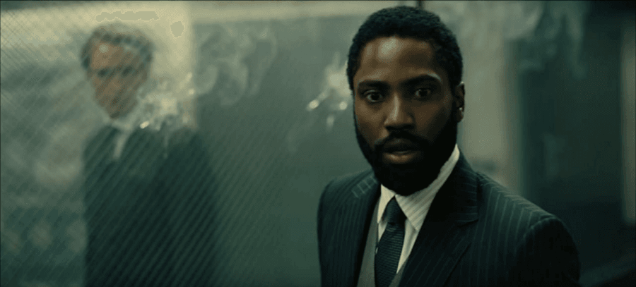 Still of John David Washington in Tenet, directed by Christopher Nolan.