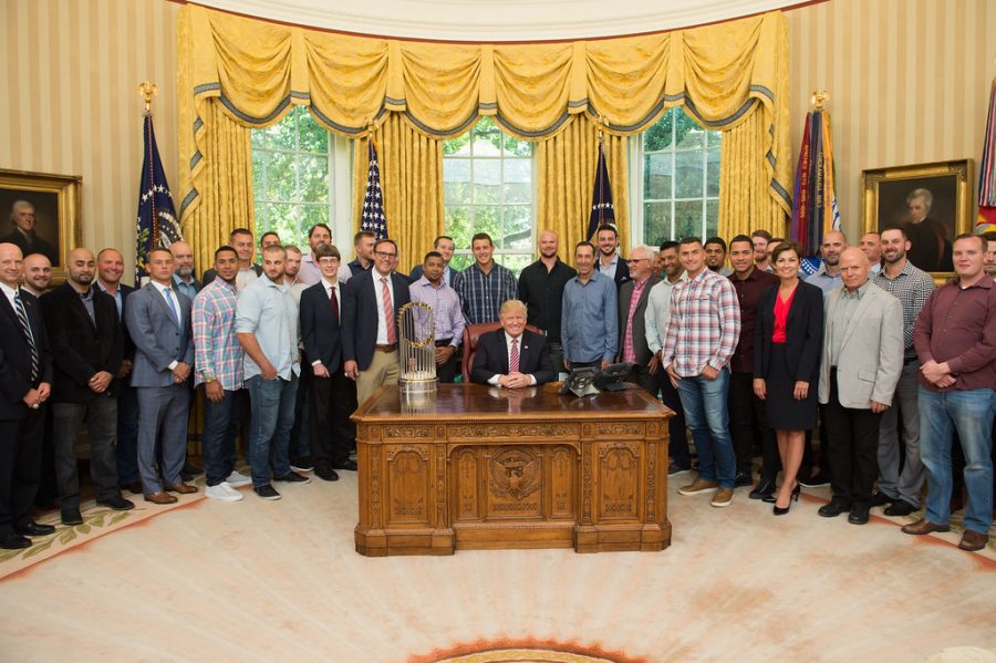 After winning the 2016 World Series, the Chicago Cubs went to the White House to visit President Donald Trump  — only months after visiting former President  Barack Obama.