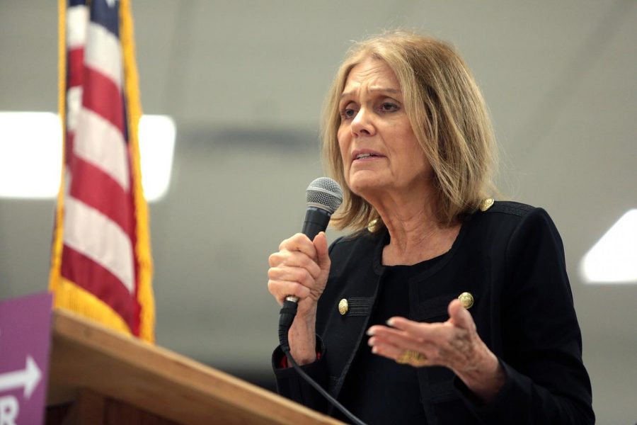 	
Gloria Steinem speaking with supporters at the Women Together Arizona Summit at Carpenters Local Union in Phoenix, Arizona.