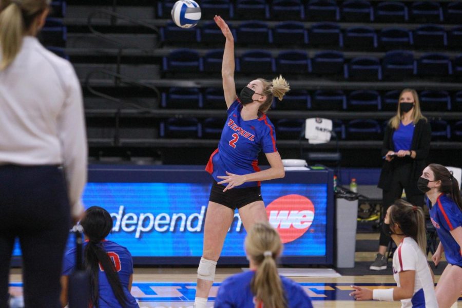 DePaul volleyball sweeps Iowa State to finish 2021 spring regular season on strong note.