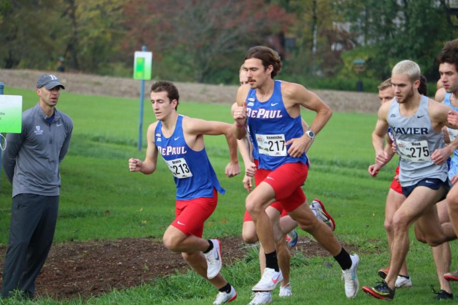 DePaul cross country runners Dominic Bruce and Shane Knanishu at the Big East Championship on Oct. 29. 