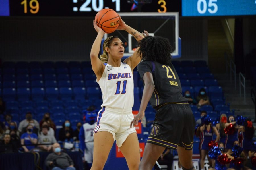 Senior guard Sonya Morris looking to pass against Northwestern on Sunday.