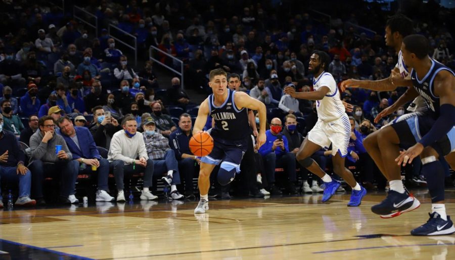 Villanova guard Colin Gillespie, who scored 28 points, dribbling into the paint in the second half. 
