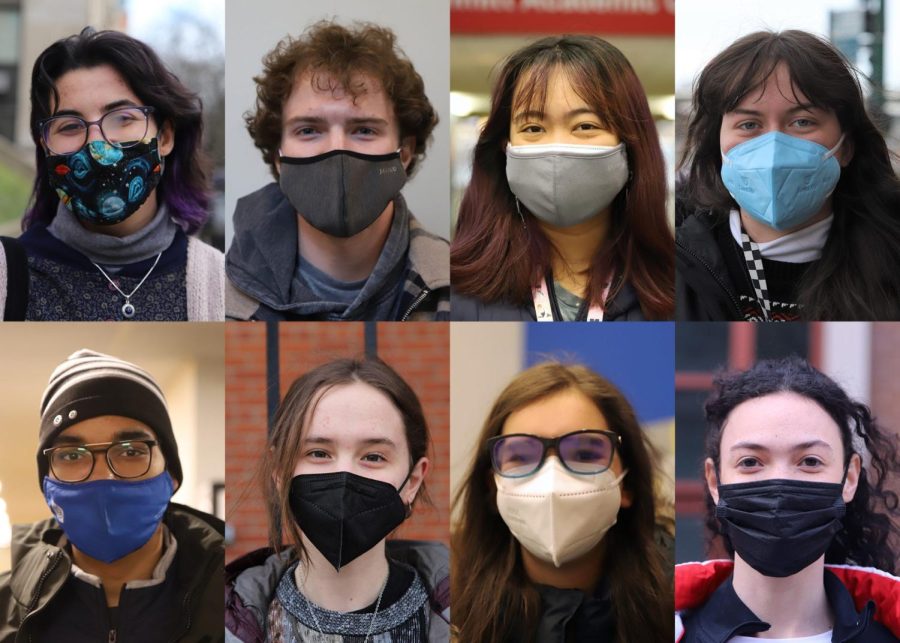 DePaul students wear a variety of types of masks around campus including surgical, cloth, and KN95 masks