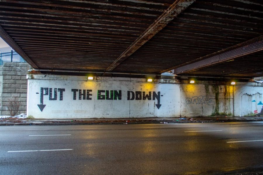 Put+the+gun+down+graffiti+on+the+600+block+of+Garfield.+