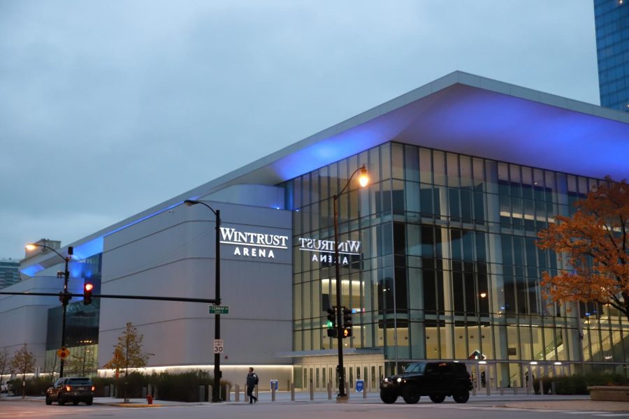 Outside of Wintrust Arena, home of the DePaul men’s and women’s basketball teams. The arena is located on the Near South Side, about two miles south of DePaul’s Loop Campus.