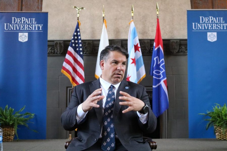President-elect Robert Manuel speaks to student media during a press conference in May.