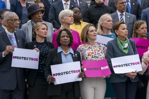 House Democrats hold an event on the Capitol steps on the Supreme Court draft decision on Roe v. Wade after the Senate failed to pass the Women’s Health Protection Act on Friday, May 13, 2022.